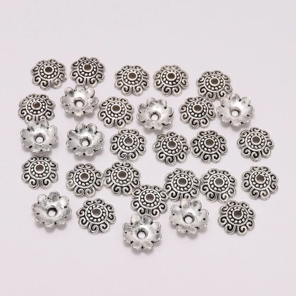 

50pcs/Lot 10mm Antique Beads Caps Flower Carved Cone Loose Sparer End Bead Caps For DIY Jewelry Making Findings Accessories