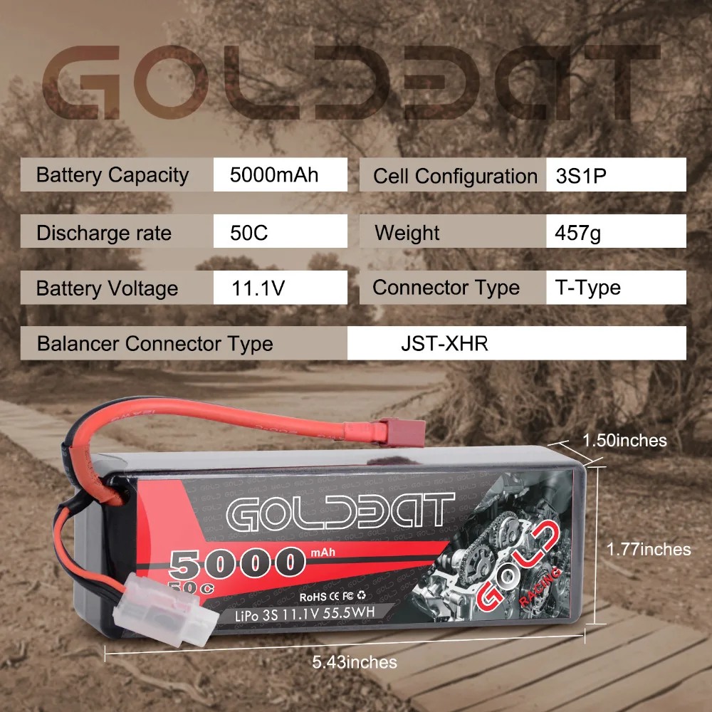 GOLDBAT 5000mAh LiPo батарея 11 1 V 3S RC для rc автомобиля lipo 50C с T & XT60 Разъем Heli Дрон - Фото №1