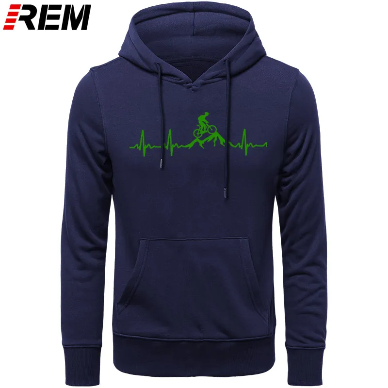 Худи REM, для горного велосипеда, сердцебиение, забавные, MTB, Dirt Bike, плюс, на заказ, с длинным рукавом, мужская мода, семейные хлопковые Толстовки, Толстовки - Цвет: NAVY GREEN