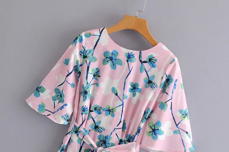 2019 женское модное платье с цветочным принтом a line vestidos бантом кимоно завязками