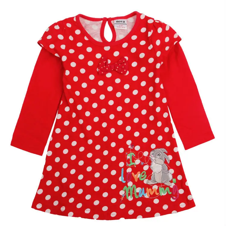 НОВА малыш девушка одежда новый 2015 хлопок моды точка детская девочка платье