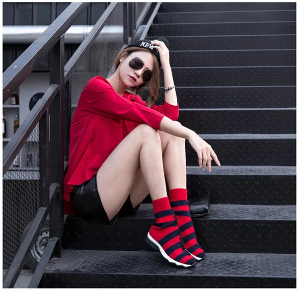 LTTL новейшая мода полосатые трикотажные носки обувь женская повседневная удобные