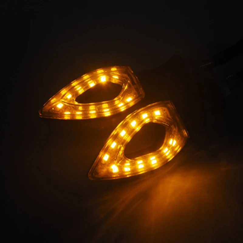 2PCS LED Turn Signals Motorcycles Indicators Flowing Sequential Blinkers 14 Leds 12V Flashers Amber Light Lamp Universal |