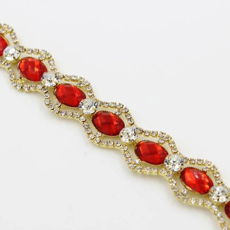 1 ярд Золотой горный хрусталь цепь с красным камнем сумки одежды обувь аксессуары