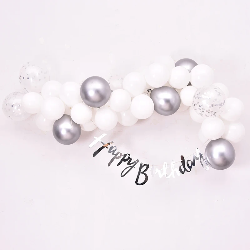 Набор воздушных шаров с цепочкой золотистые серебристые металлические шары