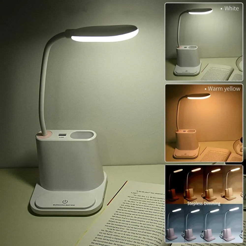 Многофункциональная Настольная лампа с держателем для ручки usb порт зарядки