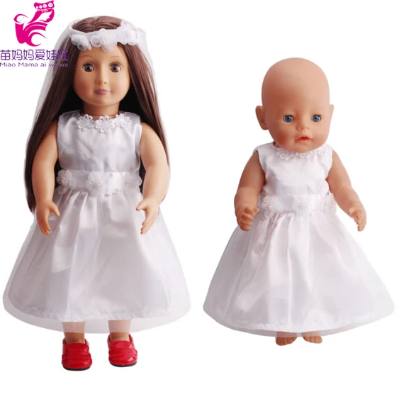 18 дюймовое белое свадебное платье с вуалью для девочек американских кукол
