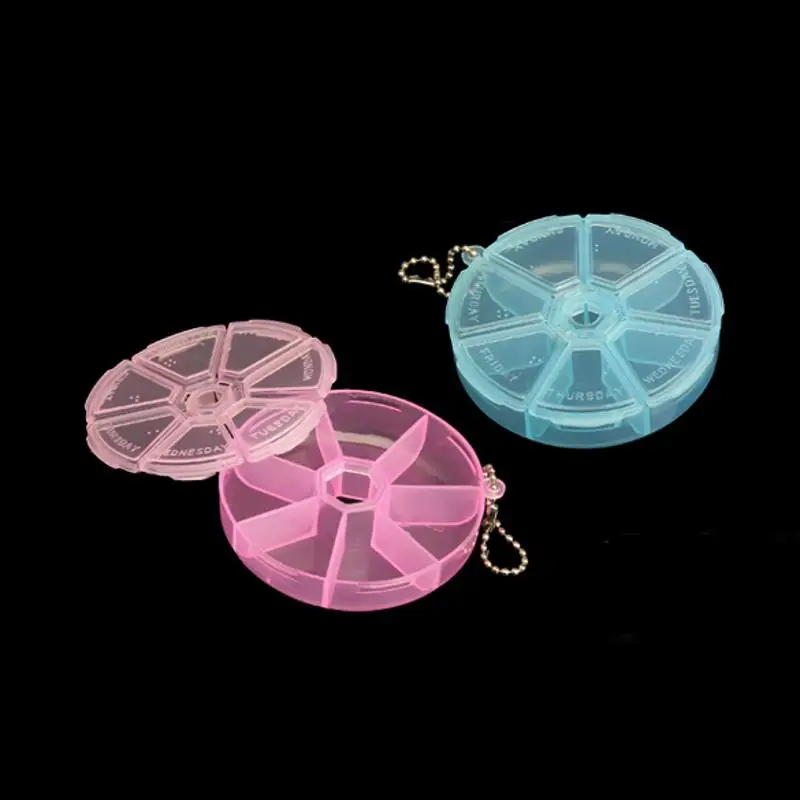 Портативный органайзер для таблеток круглый с 7 отделениями дорожный контейнер