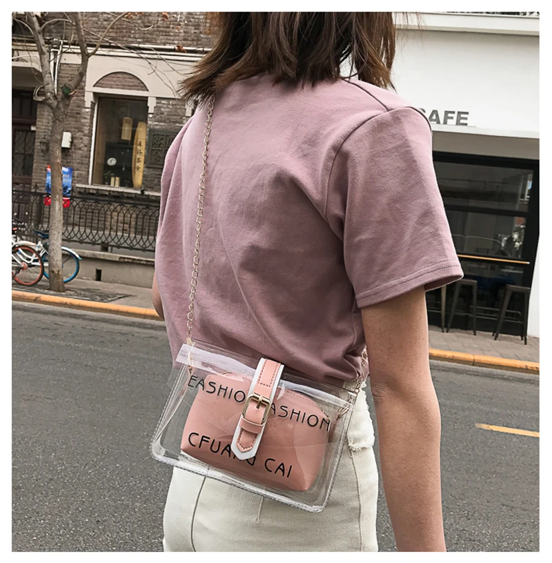 Новая женская прозрачная сумка через плечо из ПВХ Желейная Сумка тоут|Сумки с