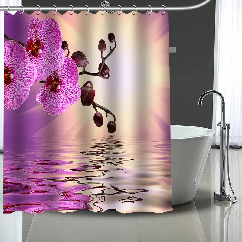 Занавеска для душа с розовыми цветами на заказ Штора ванной из современной ткани