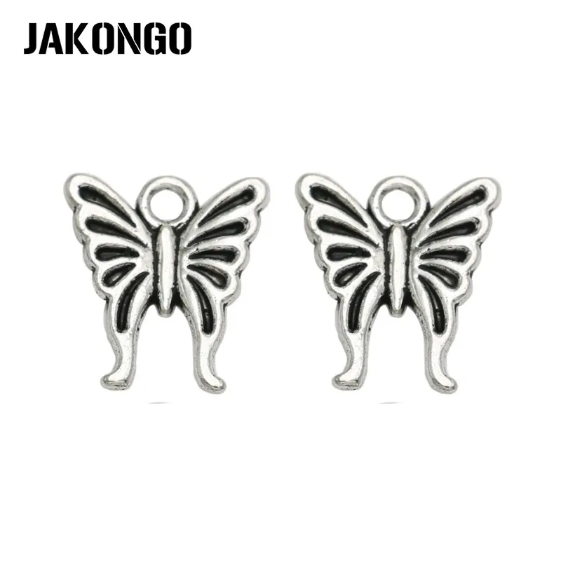 

JAKONGO Antique Silver Plated Butterfly Charms Pendant for Jewelry Making Bracelet Accessories DIY Handmade 16x14mm 20PCS/lot