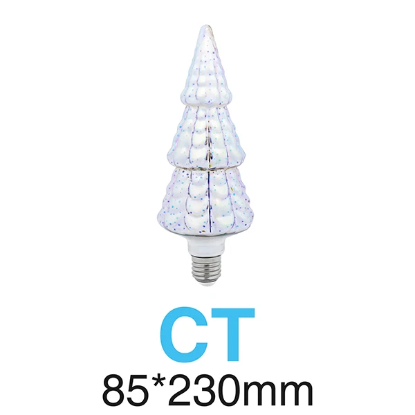 CT 3D новинка, стереоскопический светодиодный светильник, лампа 85-220 В, E27, фейерверк, Посеребренная, для помещений, Рождественское украшение, лампа A60 ST64 G80 G95G125 - Испускаемый цвет: CT