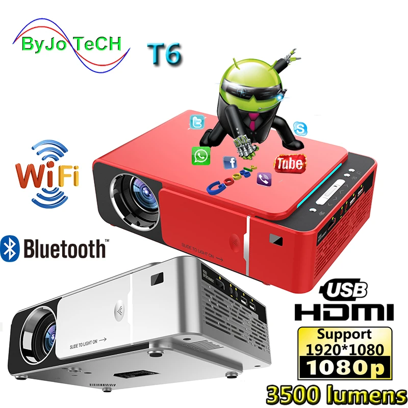 UNIC, новинка, T6, полный проектор 1080 P, Android, wifi, 3500 люмен, домашний кинотеатр, проектор, Поддержка AirPlay DLNA Miracast Proyector