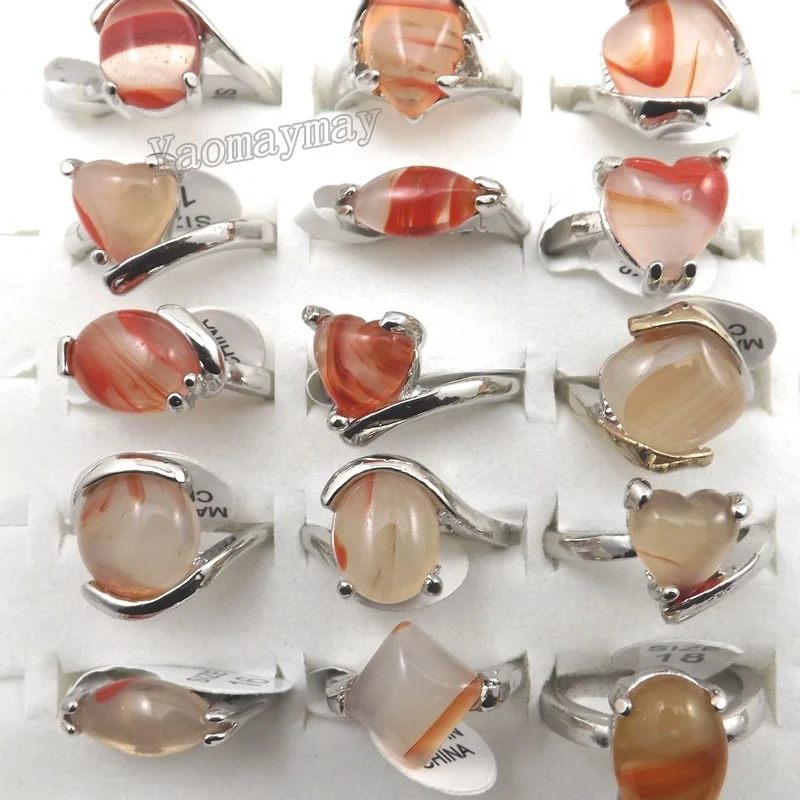 

Natural Red Stripes Stone Rings Fashion Women's Ring Bague 50pcs Free Shipping