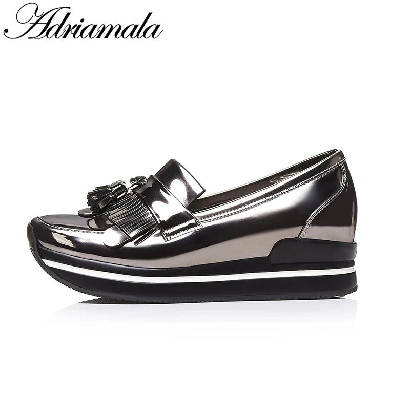 2018 корова Повседневная кожаная обувь Для женщин круглый носок Slip-On Пояса из
