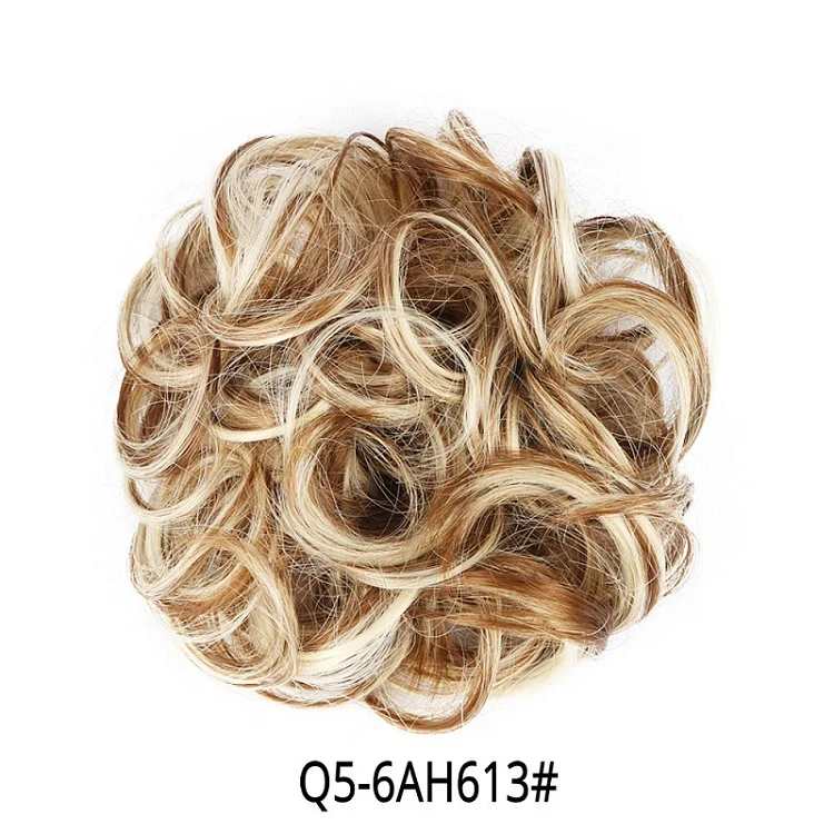 Q5-6AH613 Синтетические кудрявые шиньон булочка на заколках для наращивания волос Блонд коричневый черный шиньон волосы кусок парики для женщин термостойкие - Цвет: Q5-6AH613
