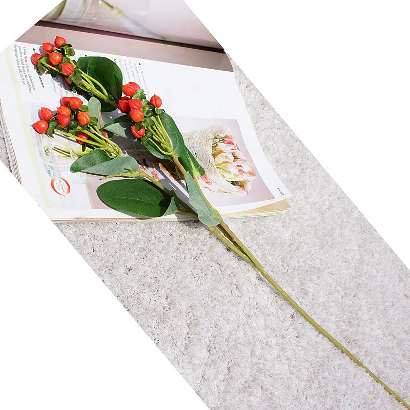 3 вилки искусственный цветок пластик красная ветка ягода искусственная