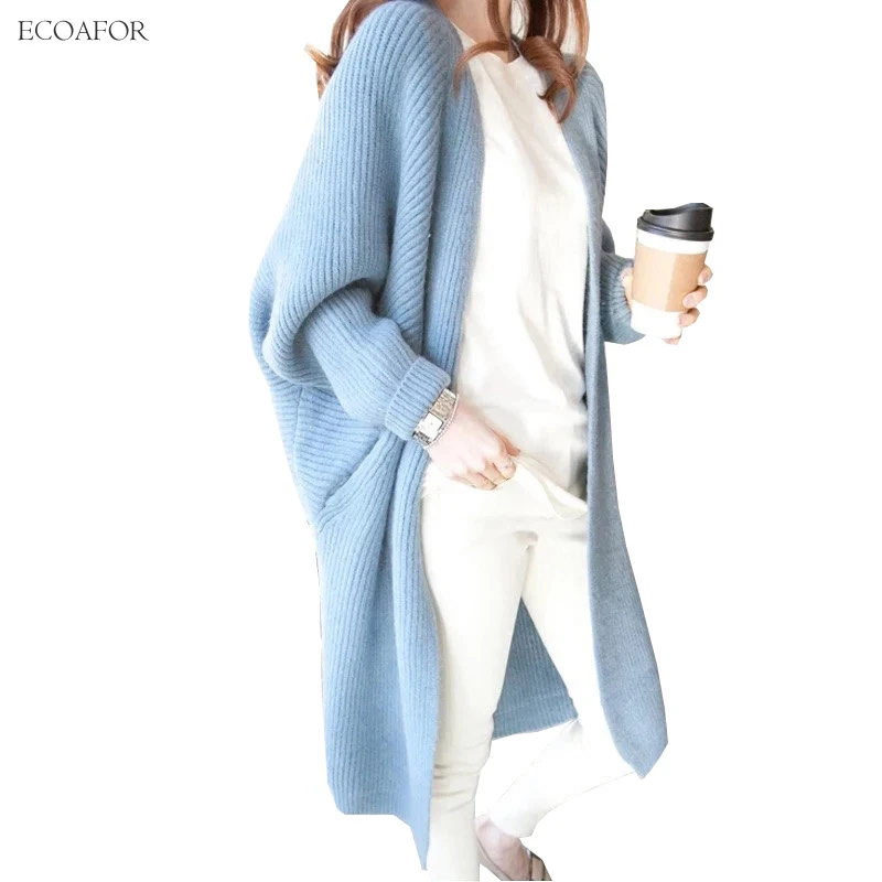 

10 Colors Batwing Sleeve Long Cardigan Sweaters Women Fall Autumn Winter Casual Knit Loose Jumper Outwear Oversize Cardigan