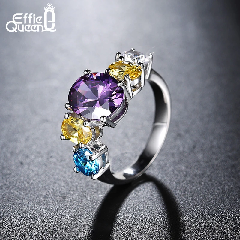Effie Queen Новое поступление Романтический Стиль кольцо с большим разноцветный
