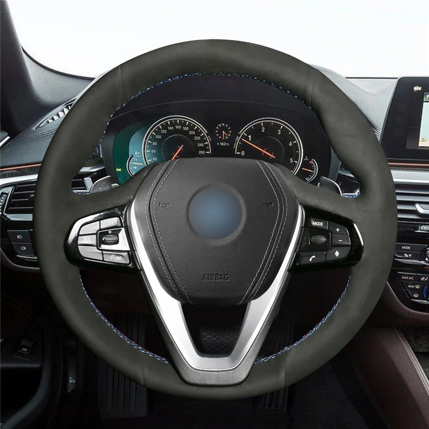 MEWANT ручной работы черная замша чехол рулевого колеса автомобиля для BMW G30 530i 540i 520d