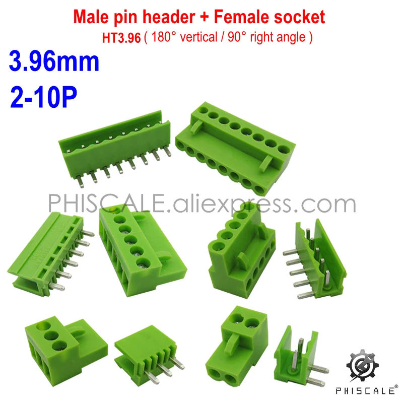 PHISCALE HT3.96 2 10Pin 3 96 мм шаг прямые/Изогнутые игольчатые клеммные колодки наборы