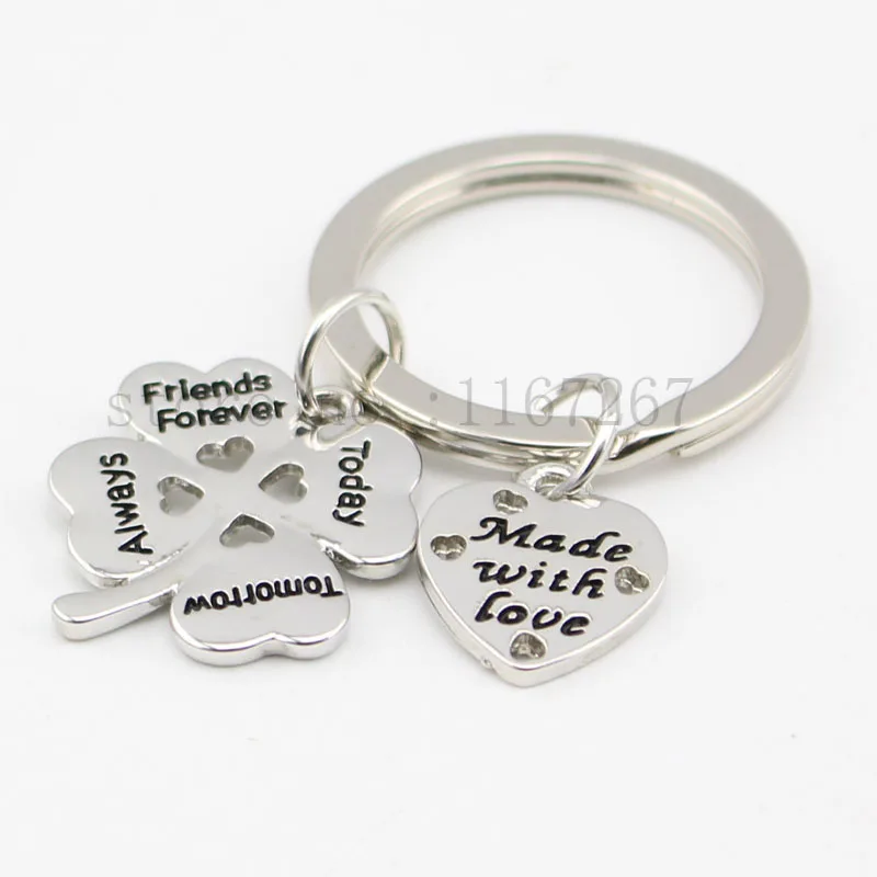 Цепочка с подвеской в виде сердца 4 листиками клевера Друзья Навсегда сегодня