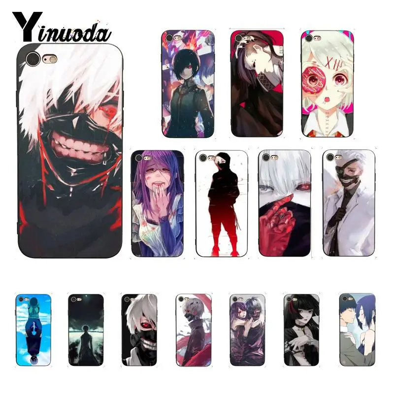 Yinuoda Японский Аниме Tokyo Ghoul силиконовый чехол для телефона iPhone 6S 6plus 7 7plus 8 8Plus X Xs MAX 5