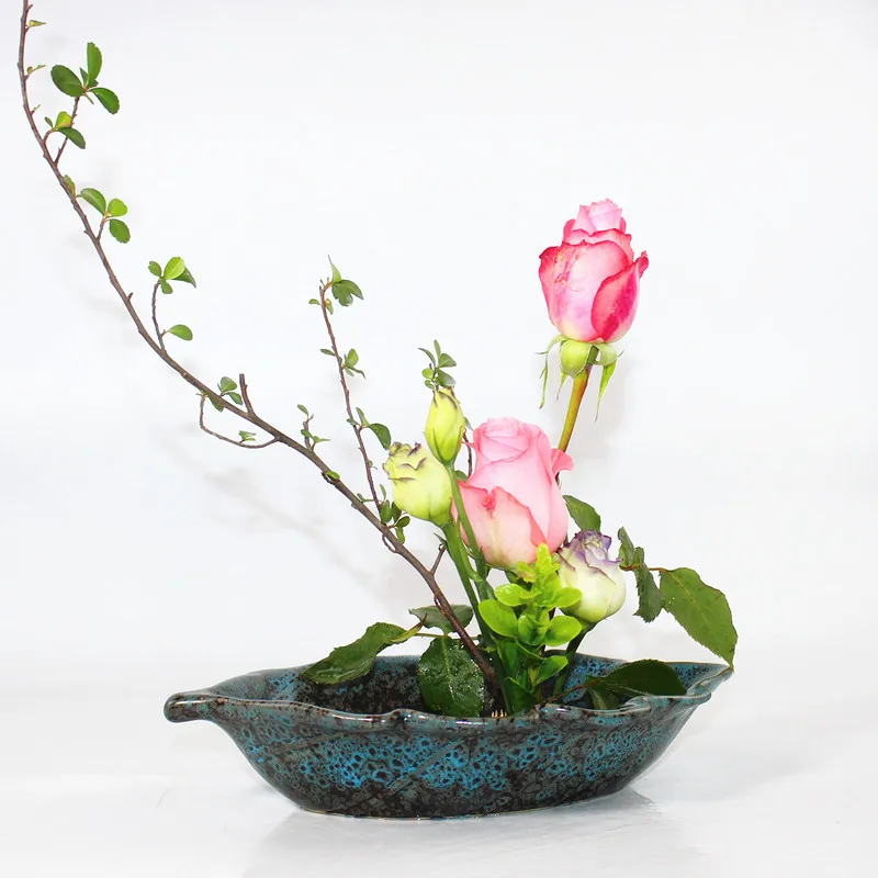 Zen японский стиль Ikebana винтажная грубая керамика цветочный горшок Настольный