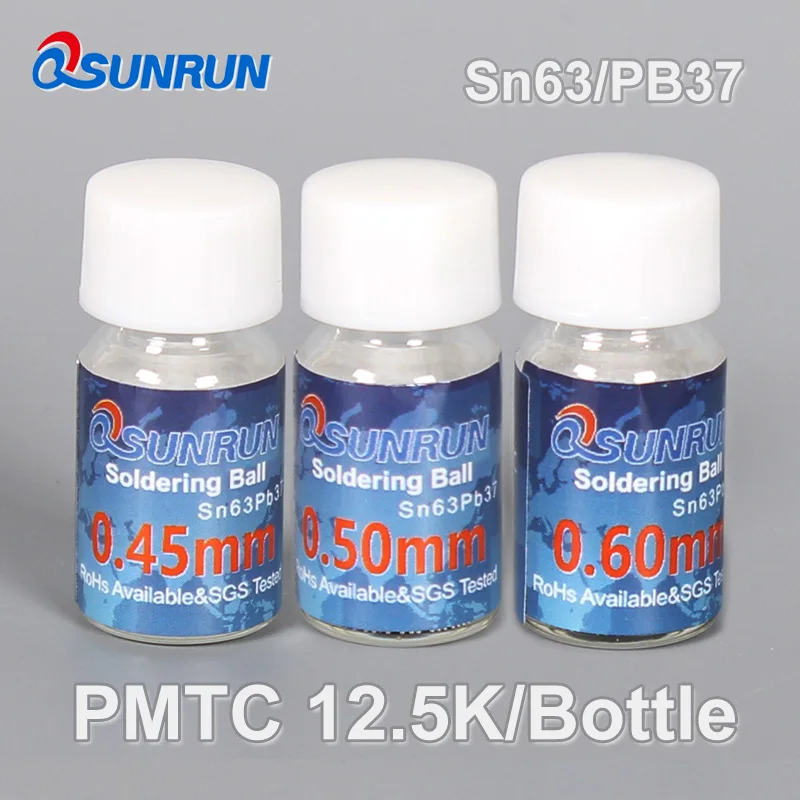 3 бутылки/лот PMTC Sn63PB37 0 45 мм/0 5 6 мм 12 K корпус BGA содержащий свинец припой мяч для