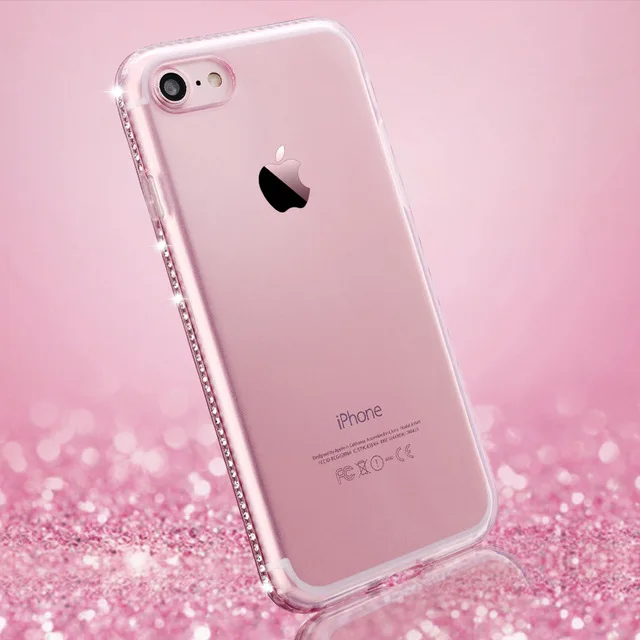 Pink Чехол KISS Bling Diamond чехол для iPhone 5 5S SE 6 6S 7 8 Plus X Xs Xr Xs Max мягкий блеск TPU Стразы задняя крышка Coque Fundas - Цвет: Pink