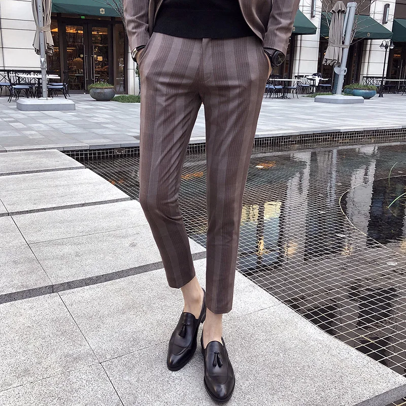 Новинка 2018 мужские брюки в клетку британском стиле западном стиле|plaid pants men|pants