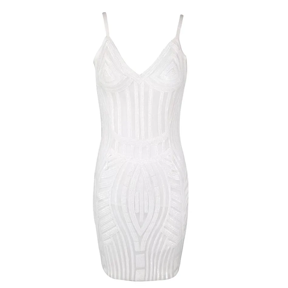 CIEMIILI Women 2019 Summer Dress V-Neck Cross Backless Sexy Evening Party Fashion White Sleeveless Mini Bandage | Женская одежда
