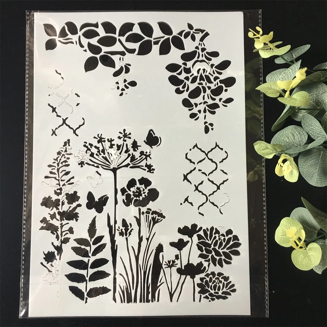 Новые трафареты A4 с бабочками цветами листьями для самостоятельной сборки