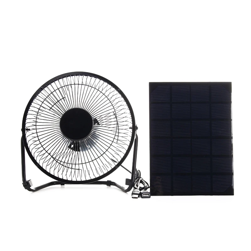 Черная солнечная панель + USB 5 Вт металлический вентилятор 8 дюймов охлаждающая