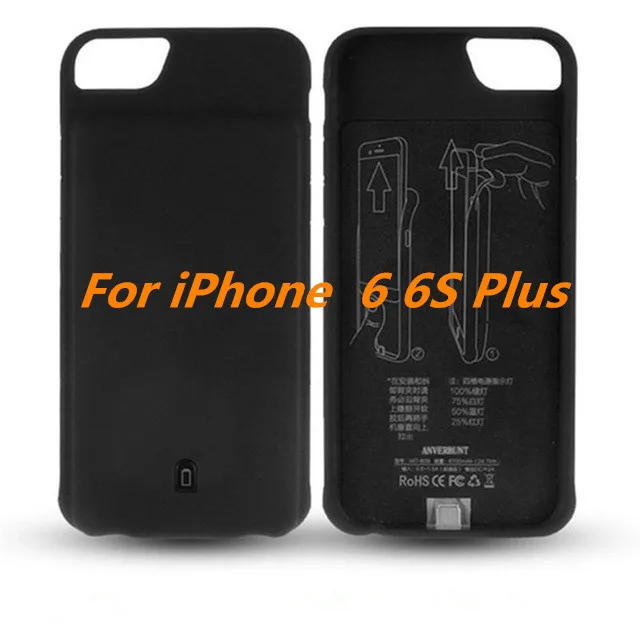 ZKFYS 7000 mAh портативное зарядное устройство большой емкости чехол для iPhone 6 6 S Plus Ультра тонкое быстрое зарядное устройство крышка батареи - Цвет: Черный