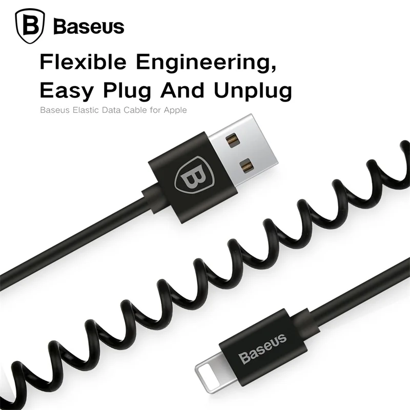 Выдвижной пружинный 8 контактный зарядный кабель Baseus для синхронизации данных и