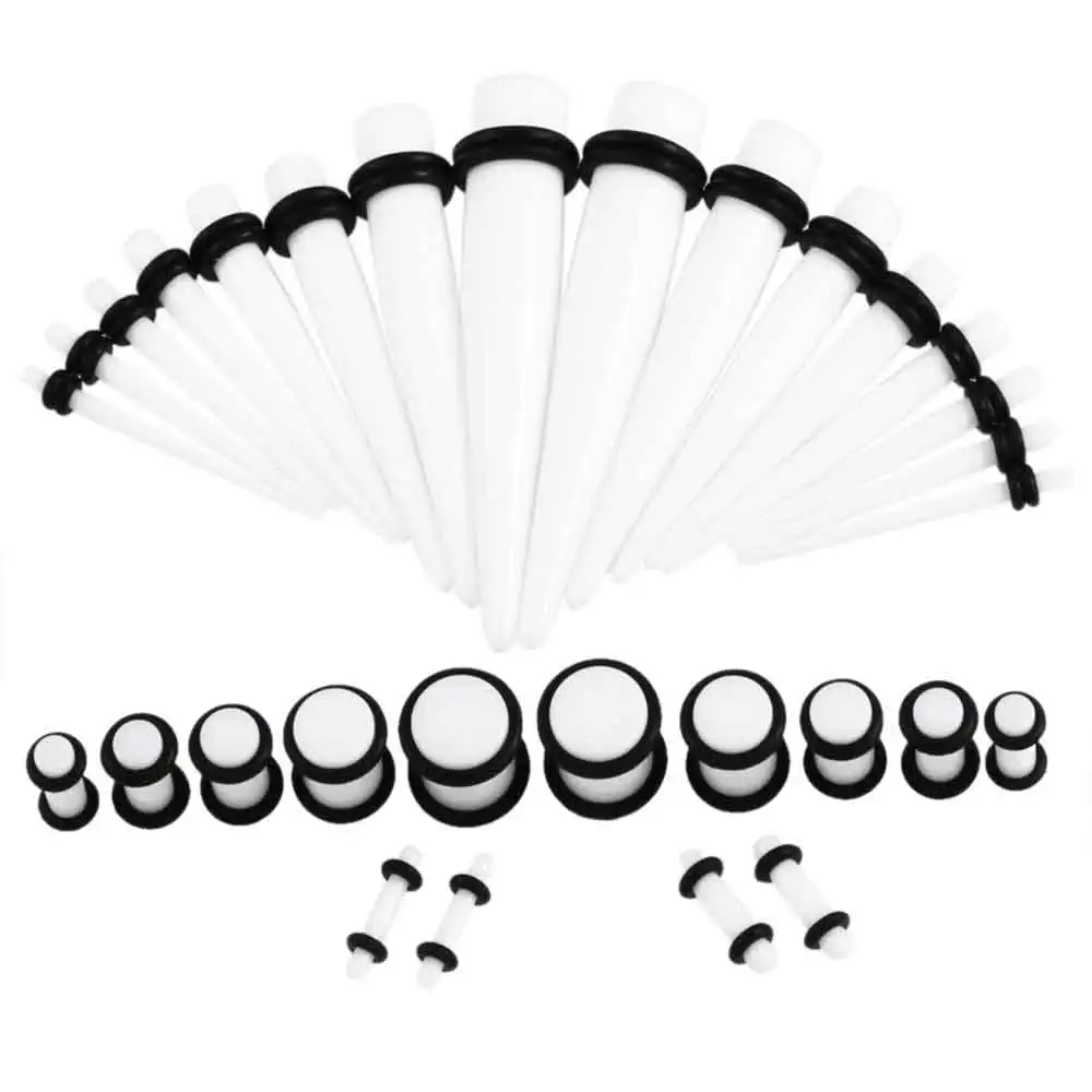36pcs acrylic TIANCIFBYJS 14G-00G 36/18 шт. штанги для уха Растяжка комплект сужается Вилки люверсы акриловые свечи и Вилки расширитель Комплект пирсинг тела - Окраска металла: 36pcs acrylic