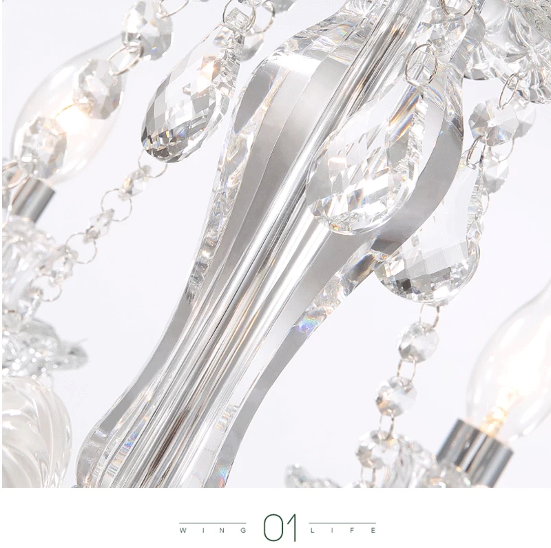 European Candle Crystal Lamp Living Room Large Crystal Chandelier Lighting Modern Atmosphere Restaurant Bedroom Hanging Lamps