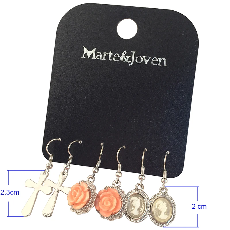 3 пары/комплект женские серьги-подвески с цветком/крестом | Украшения и
