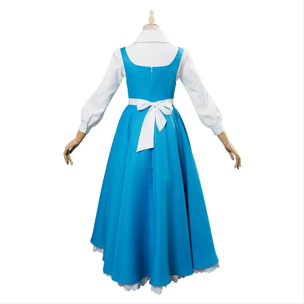 

Anime Beauty Belle Cosplay Costume Princess Dress Blue Uniform Adult Carnival Costume Maid Dress Women Girls Custom