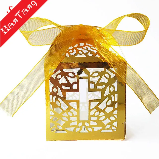 bright gold 25 шт. Свадебная подарочная коробка скрещивание коробки для конфет Baby Shower или день рождения для крещения и причастия пасхальное украшение 5Z - Цвет: bright gold
