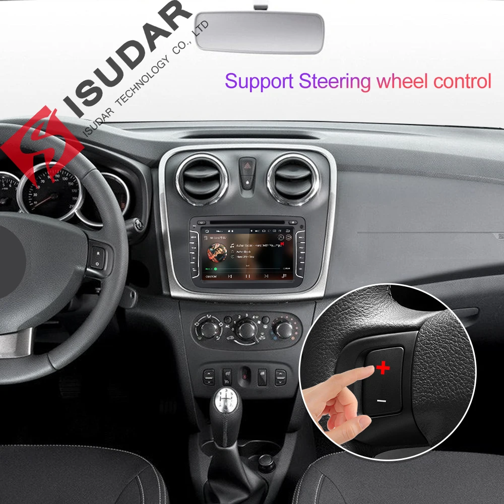 Isudar 2 Din Авто Радио Android 9 для Dacia/Sandero/Duster/Renault/Captur/Lada/Xray 2/Logan2 Автомобильный мультимедийный видео плеер gps DVR