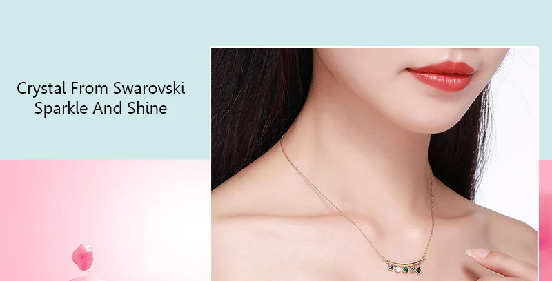 Разноцветные кристаллы от Подвески Swarovski ожерелья женские Изысканные стерлингового серебра 925 пробы цепь золото серебро цвет романтические драгоценности