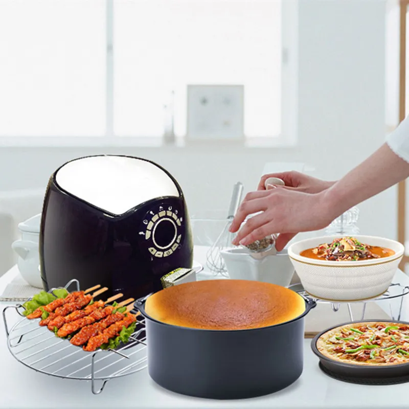 6pcs/set 8 Inch Air Fryer Accessories Set Frying Pan Multi-functional Kitchen Accessory Square Baking Basket | Дом и сад