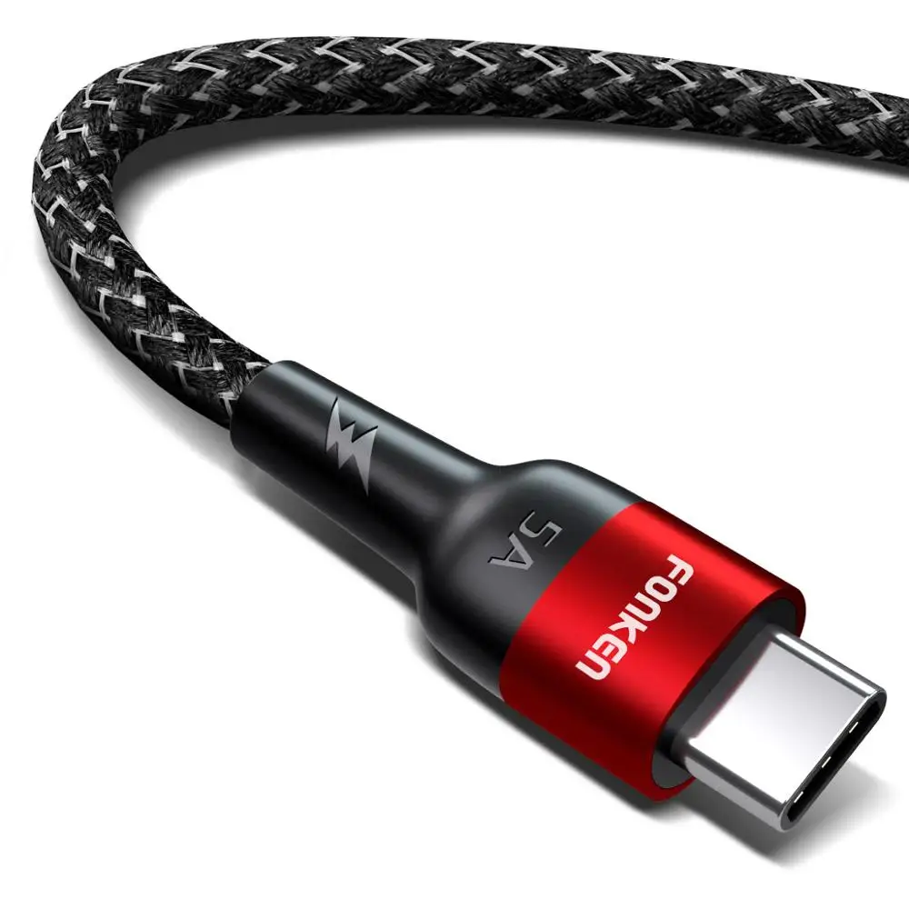 5A Red Cable Кабель USB FONKEN 5A type C универсальное быстрое зарядное устройство USB C зарядка кабелей планшет телефон 2M 3A QC3.0 кабель для быстрой зарядки мобильных данных - Цвет: 5A Red Cable