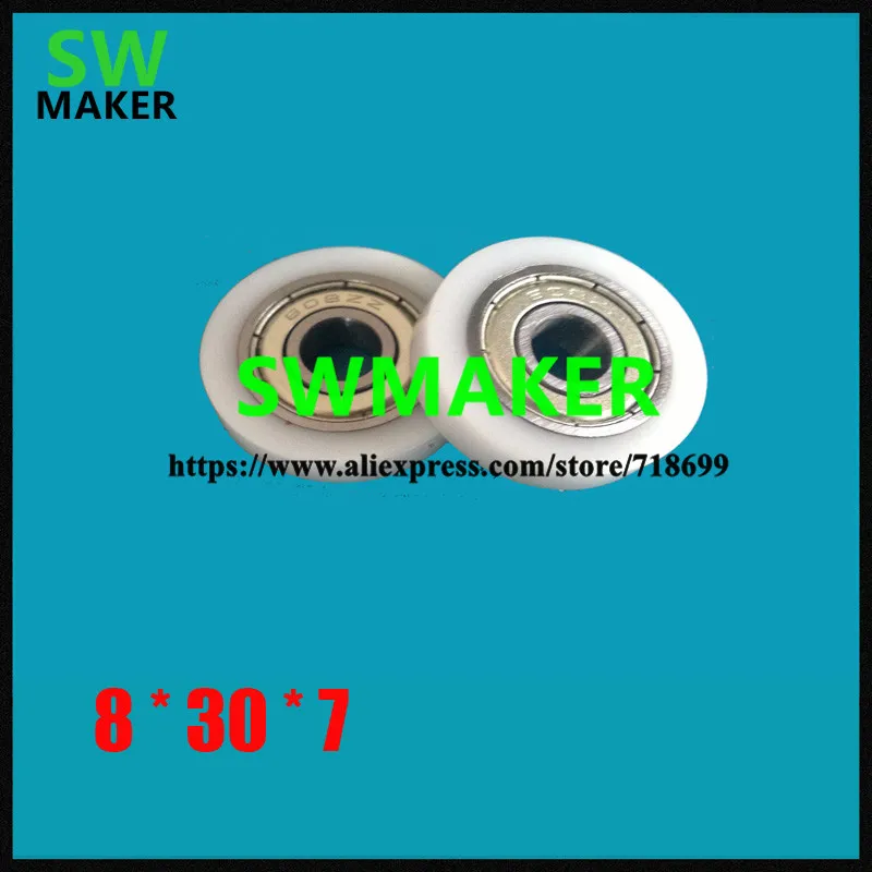 

608 pack plastic flat type pulley, door and window bearing, DuPont 100P package plastic bearing size 8*30*7