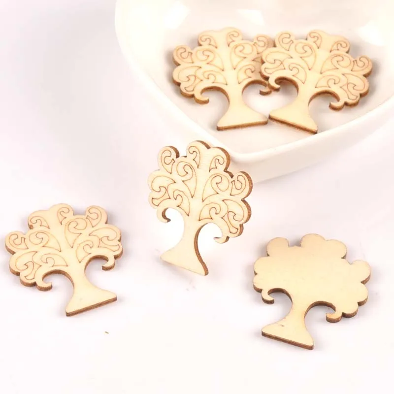 

25pcs Natural Tree pattern wooden Scrapbooking Carft for Home decoration diy Handmade Craft 29x32mm MT1813