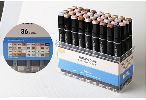 Finecolorour, Цветная кисть, набор маркеров, спиртовые чернила, фетровые наконечники, художественный маркер, комические товары для рукоделия, фетровые наконечники, графический дизайн, EF102 - Цвет: 36 skin color in box