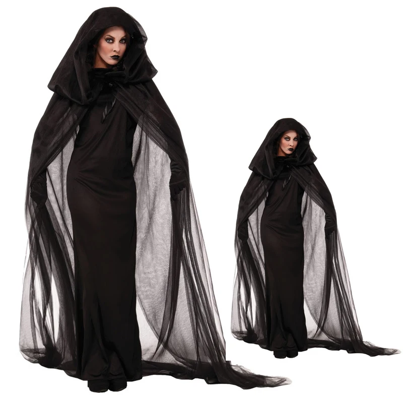 XS-XXL костюм черной злой ведьмы для взрослых Женский карнавальный готическое