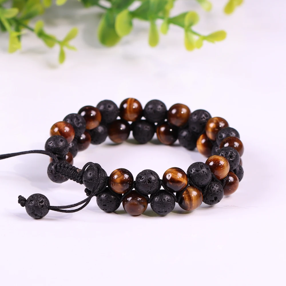 Вулканической лавы Stonebracelet энергетическая Йога браслет желтый тигровый глаз из